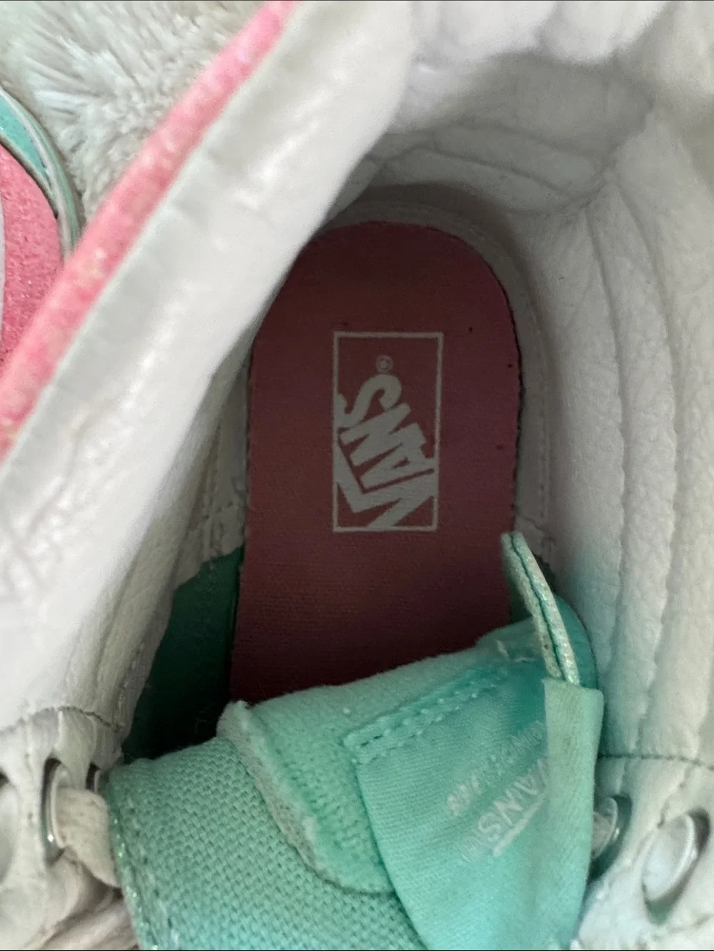 Vans Kids Glitter High-Top Sneakers - Mint Green, Yellow & Pink Accents